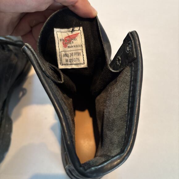 Vintage Red Wing 4420 PT91 Steel Toe Logger Boots Made in USA 8.5 D Black